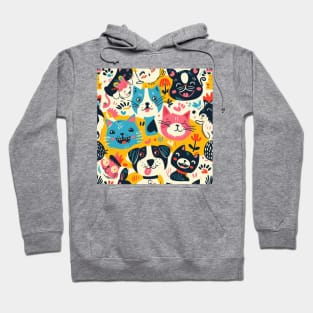 Eclectic Happy Pets and Nature Pattern Hoodie